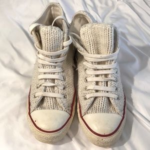Converse white knit high tops size 9